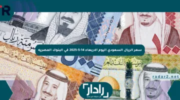 سعر الريال السعودي اليوم الأربعاء 14-5-2025 في البنوك المصرية